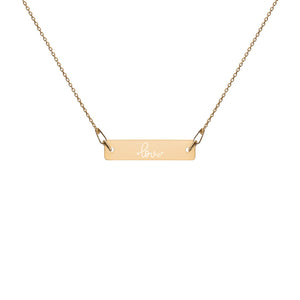 LOVE - Engraved Silver Bar Chain Necklace