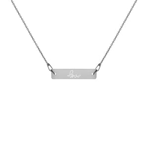 LOVE - Engraved Silver Bar Chain Necklace