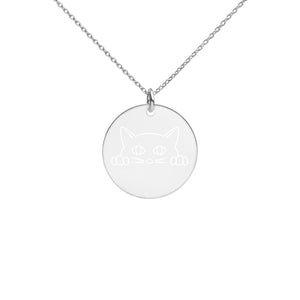 SNEAKY CAT - Engraved Disc Necklace