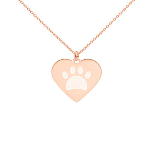 DOG PAW - Engraved Heart Necklace