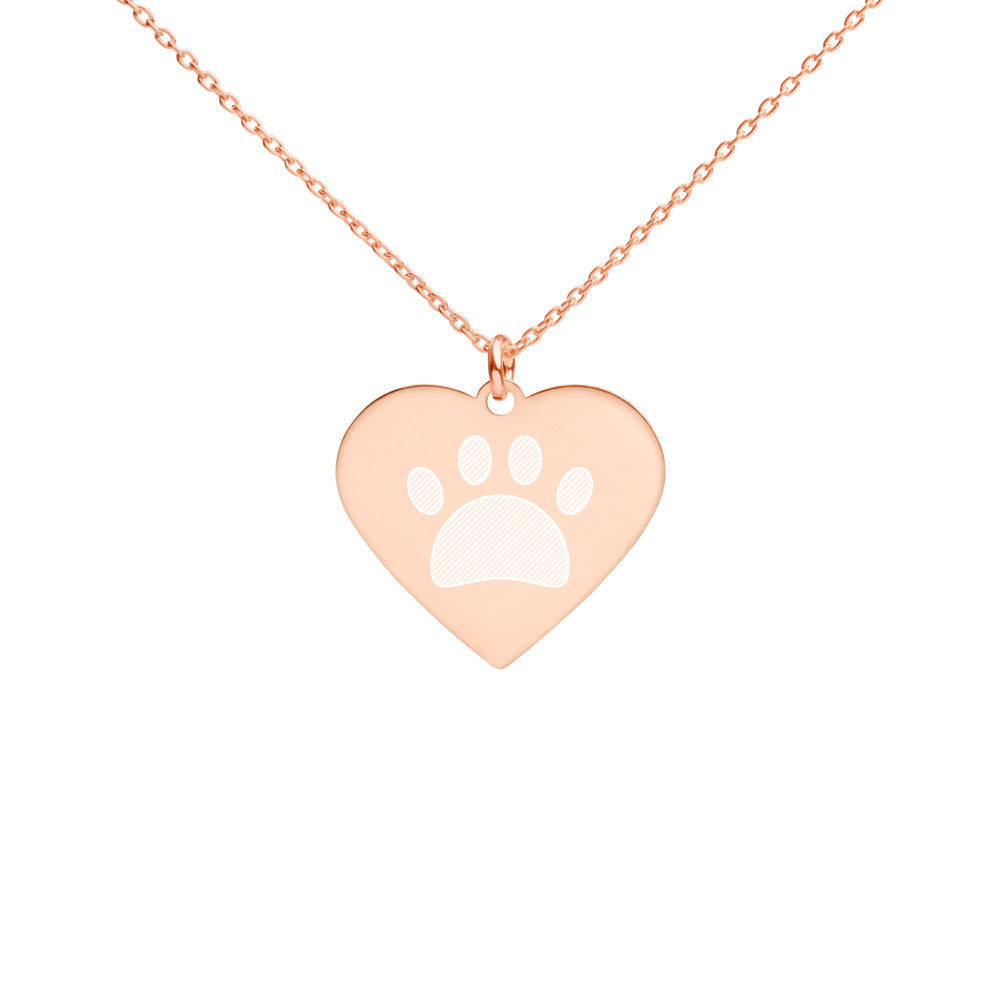 DOG PAW - Engraved Heart Necklace