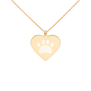 DOG PAW - Engraved Heart Necklace