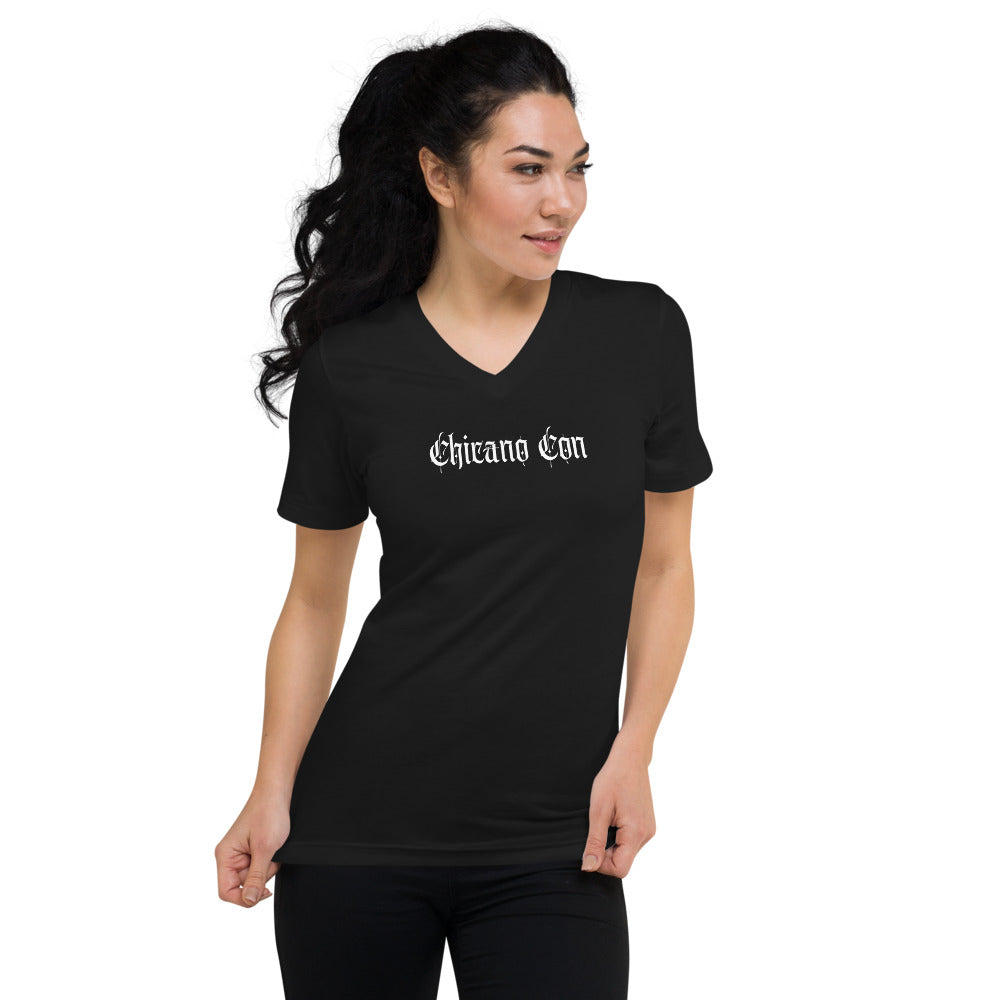 CHICANO CON - Unisex Short Sleeve V-Neck T-Shirt